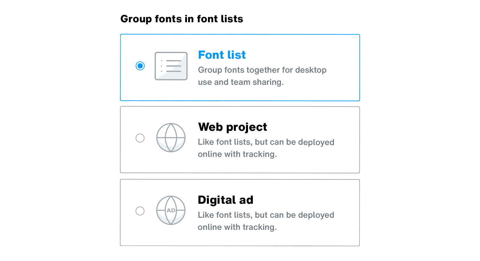 Group fonts in list 01
