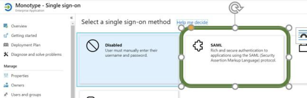 Select SSO dialog