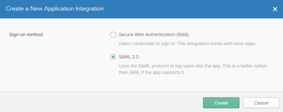 Select SAML option