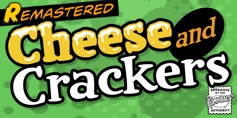 Illustration mit der Schrift Cheese And Crackers.